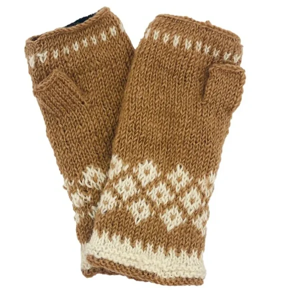 🆕 Feelgoodz Artisan Project Fleece-lined Wool Knit Half Mittens Rich Burgundy - Picture 4 of 6